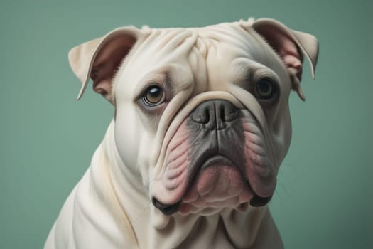 Portrait of a dog breed English Bulldog on a solid color background. ai generative