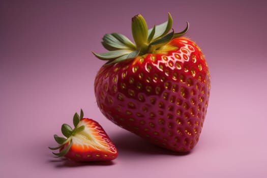 Fresh strawberries on a solid color background. generative ai