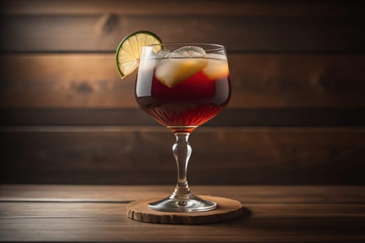 Alcohol cocktail drink on the table in bar. Toned image. ai generative