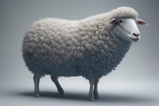 Sheep on a solid color background. Photo in old color image style. ai generative