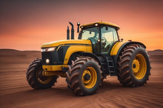 Modern tractor on a colored background. ai generative