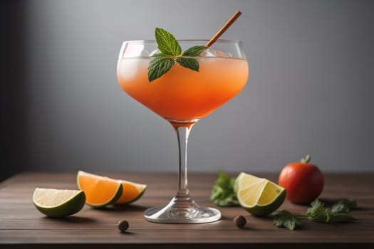 Alcohol cocktail drink on the table in bar. Toned image. ai generative