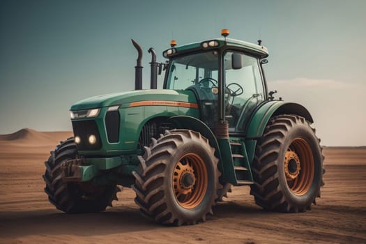 Modern tractor on a colored background. ai generative