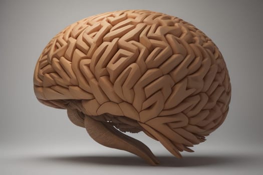 Human brain on a solid color background. ai generative