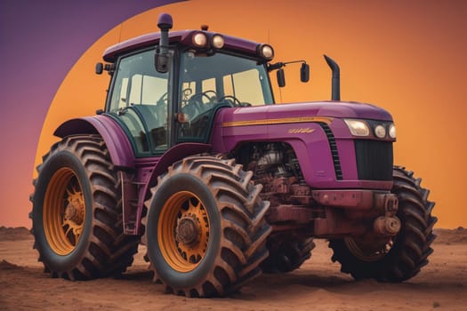 Modern tractor on a colored background. ai generative
