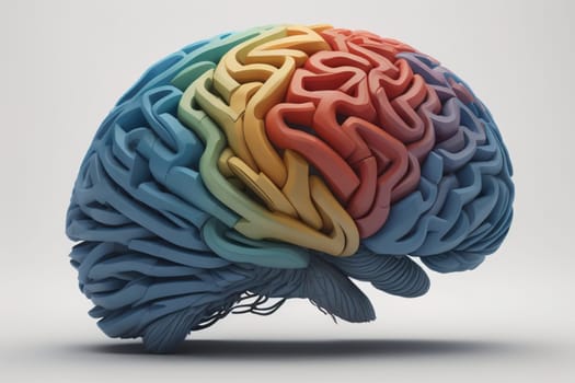 Human brain on a solid color background. ai generative