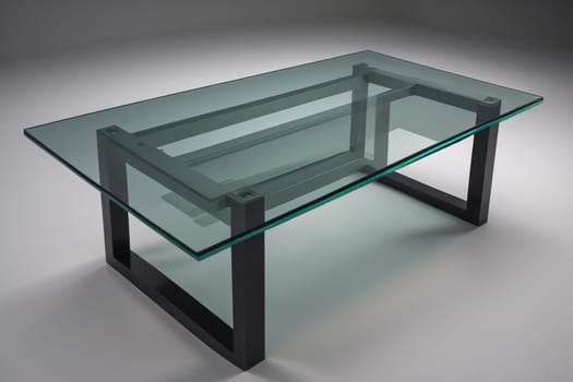 a glass table in a room. ai generative