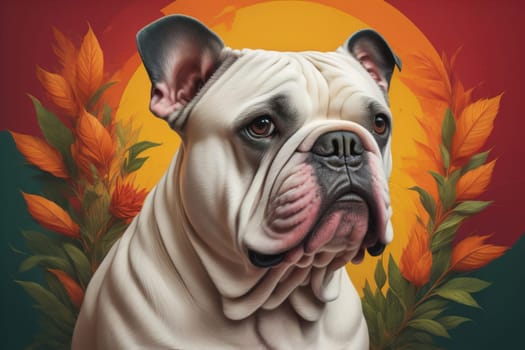 Portrait of a dog breed English Bulldog on a solid color background. ai generative