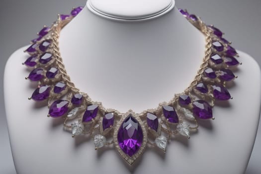 necklace on a mannequin in the studio on a solid color background. ai generative