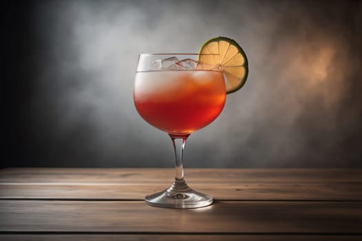 Alcohol cocktail drink on the table in bar. Toned image. ai generative