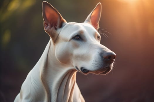 White labrador retriever dog portrait on a solid color background. Studio shot. generative ai