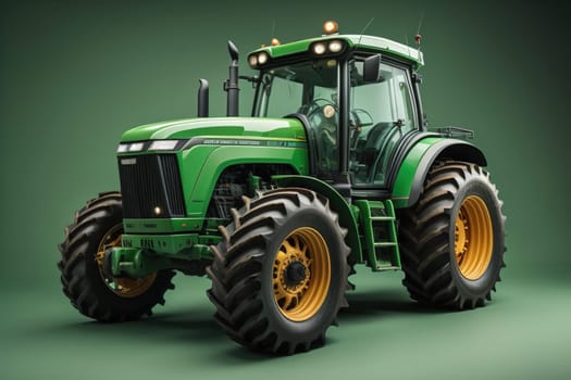 Modern tractor on a colored background. ai generative