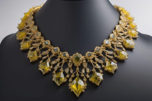 necklace on a mannequin in the studio on a solid color background. ai generative