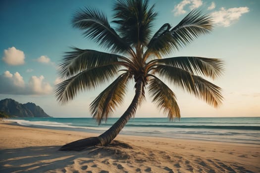 Beautiful tropical beach with coconut palm tree. ai generative