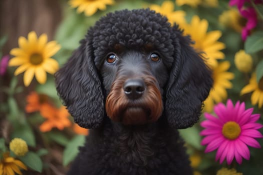 Portrait of a beautiful black dachshund puppy on a solid color background. ai generative