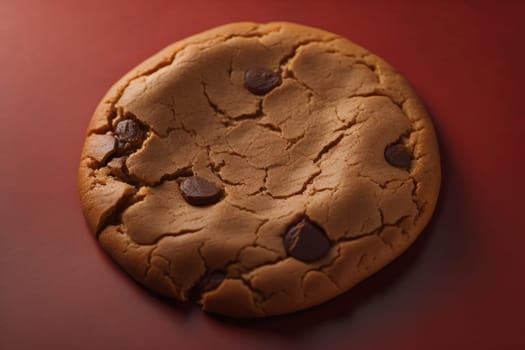 Chocolate chip cookies on orange background. Close up. Selective focus. ai generative