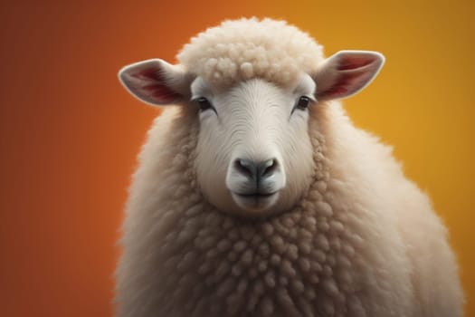 Sheep on a solid color background. Photo in old color image style. ai generative