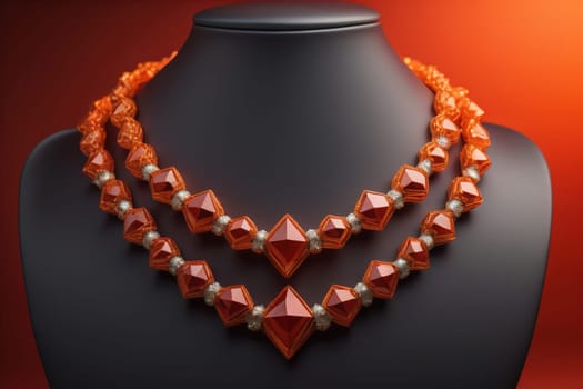 necklace on a mannequin in the studio on a solid color background. ai generative