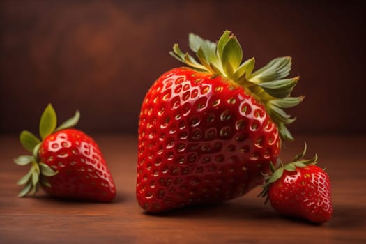 Fresh strawberries on a solid color background. generative ai