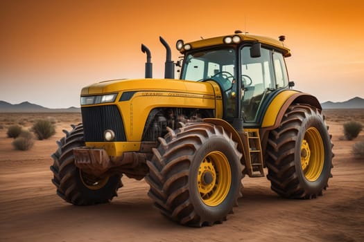 Modern tractor on a colored background. ai generative