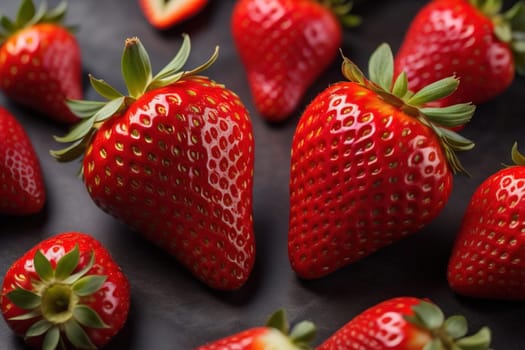 Fresh strawberries on a solid color background. generative ai