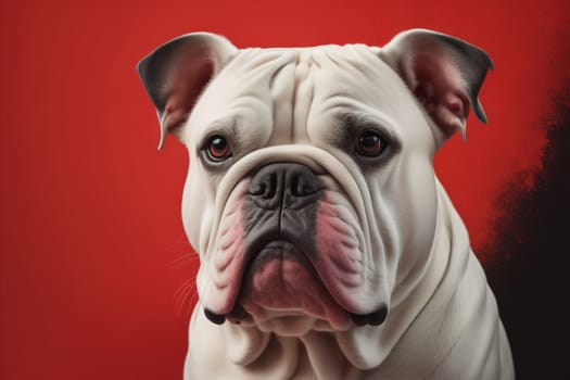 Portrait of a dog breed English Bulldog on a solid color background. ai generative