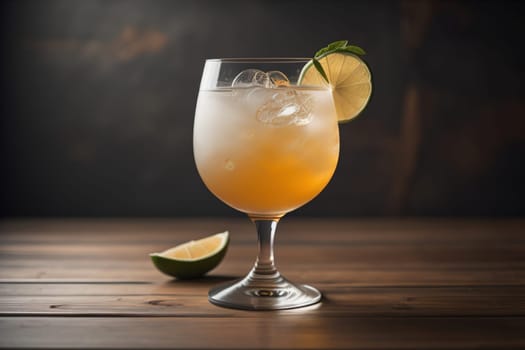 Alcohol cocktail drink on the table in bar. Toned image. ai generative