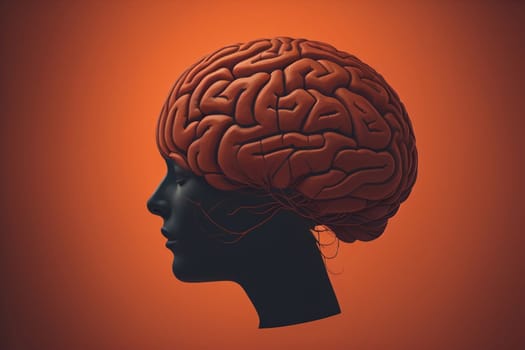 Human brain on a solid color background. ai generative