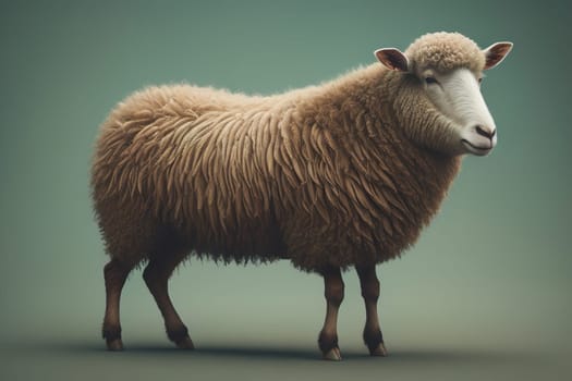 Sheep on a solid color background. Photo in old color image style. ai generative