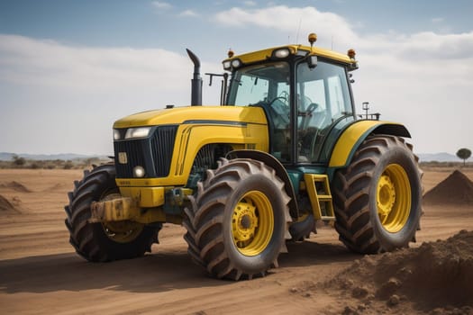 Modern tractor on a colored background. ai generative