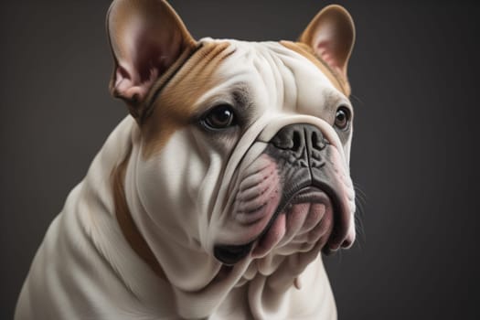 Portrait of a dog breed English Bulldog on a solid color background. ai generative