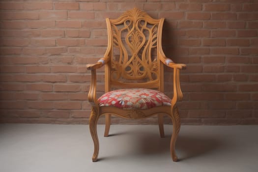 Wooden chair in the room. ai generative