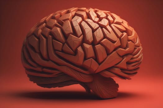 Human brain on a solid color background. ai generative