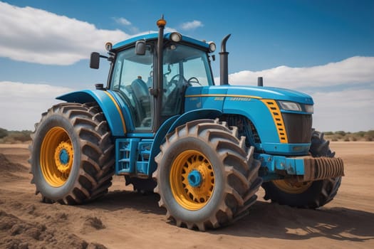 Modern tractor on a colored background. ai generative
