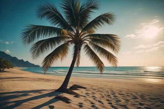 Beautiful tropical beach with coconut palm tree. ai generative
