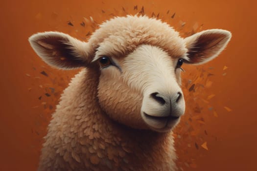 Sheep on a solid color background. Photo in old color image style. ai generative