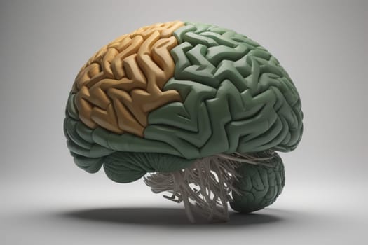 Human brain on a solid color background. ai generative