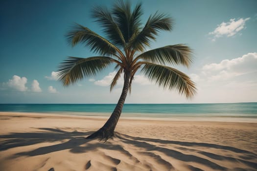 Beautiful tropical beach with coconut palm tree. ai generative