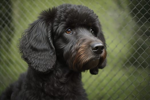 Portrait of a beautiful black dachshund puppy on a solid color background. ai generative