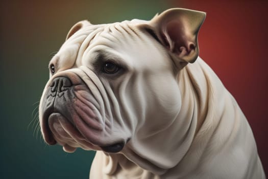 Portrait of a dog breed English Bulldog on a solid color background. ai generative