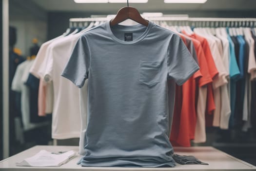 t-shirt on a mannequin, isolated on gray background. ai generative