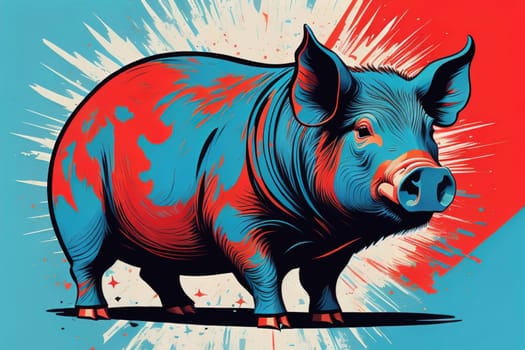Pig head. Colorful vector illustration. Isolated on a solid color background. generative ai