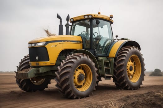 Modern tractor on a colored background. ai generative