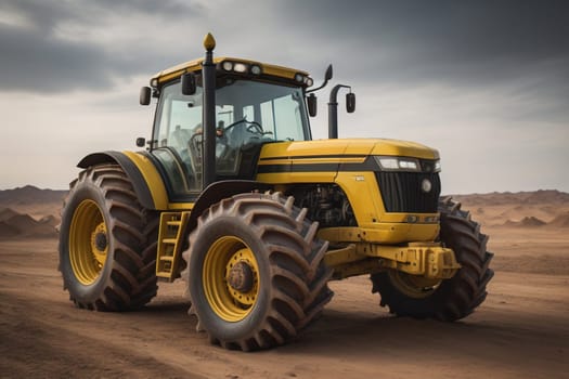 Modern tractor on a colored background. ai generative
