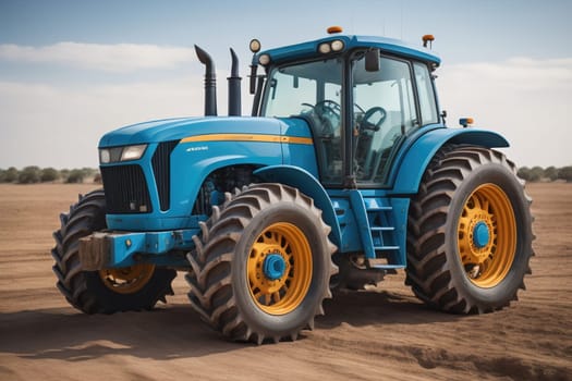 Modern tractor on a colored background. ai generative