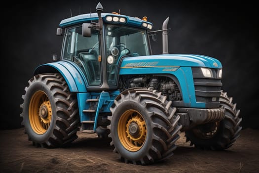 Modern tractor on a colored background. ai generative