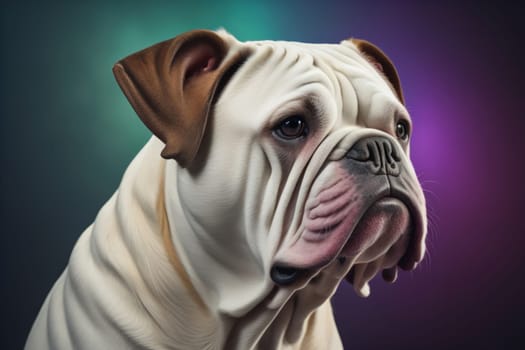 Portrait of a dog breed English Bulldog on a solid color background. ai generative