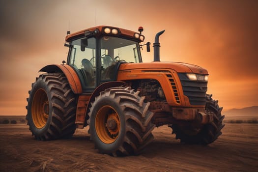 Modern tractor on a colored background. ai generative