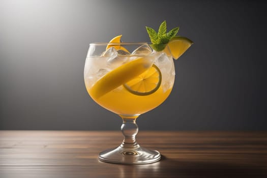 Alcohol cocktail drink on the table in bar. Toned image. ai generative