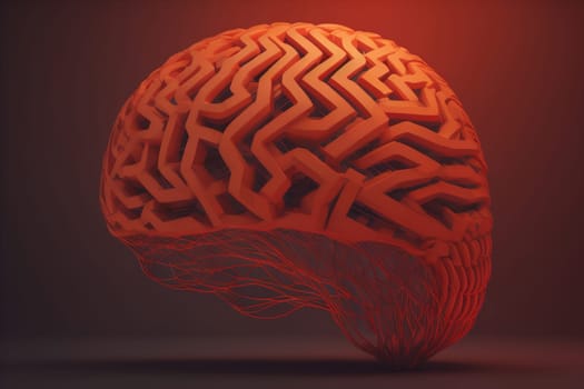 Human brain on a solid color background. ai generative